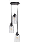 Black 3-Light Pendant Light with Wave Glass Lampshade, LG1394