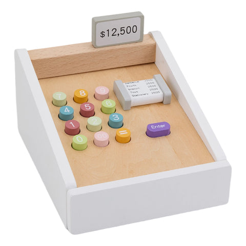 Wooden Cash Register Pretend Toys Playset, TE090036
