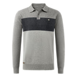Casual Colour-Block Two-Button Knitted Polo Collar Jumper, CC291342