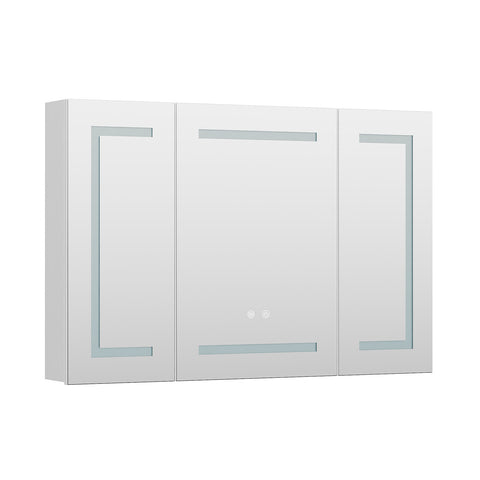 Triple-Door Bathroom Mirror Cabinet with LED Lighting, FW240012 (Ver.2)