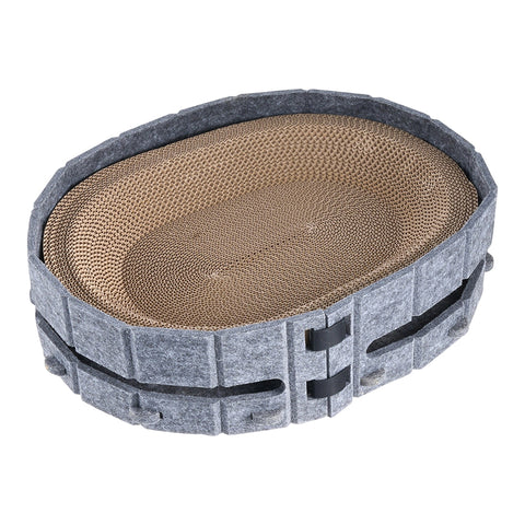 Oval Cat Scratching Board with Built-in Bell Ball Toy, PT080027 (Ver.2)