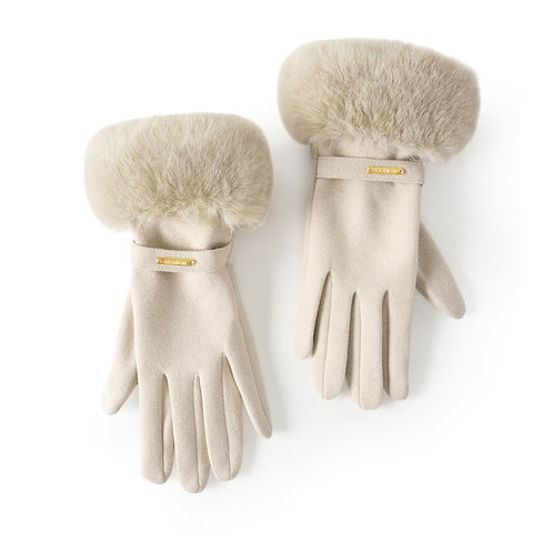 Touchscreen Full Finger Thickened Gloves with Faux Fur Cuffs, CA290121 (Ver.2)