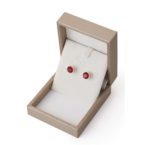 14K Gold-Plated Round Bezel Set Stud Earrings, CA290054 (Ver.2)