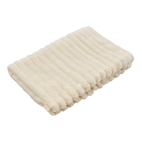 Reversible Fluffy Striped Throw Blanket, HT390246