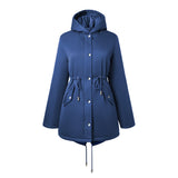 Mid-Length Hooded Coat with Drawstring Waist, CC061007