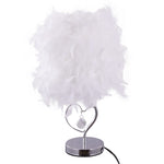 E27 Modern White Feather Lampshade Table Lamp Bedside Fixture Decor - Warm Light, SW0912