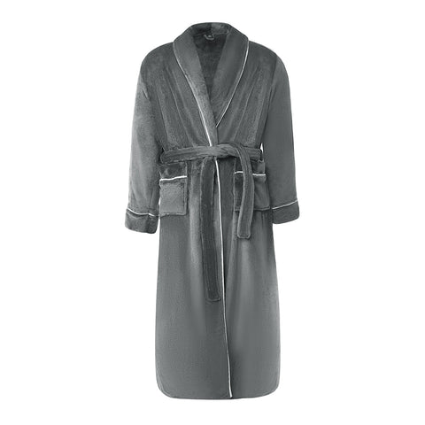 Lapel Collar Flannel Dressing Gown, CC290299