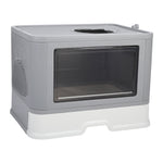 Livingandhome Enclosed Folding Plastic Cat Litter Box with Scoop, WM0017