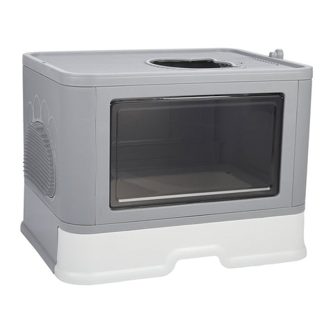 Livingandhome Enclosed Folding Plastic Cat Litter Box with Scoop, WM0017
