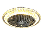 Livingandhome Round Crystal Flush Mount LED Ceiling Fan Light, DM0602