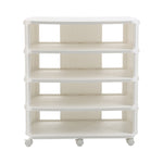 5-Tier Cream White Rolling Shoe Rack, WM0696
