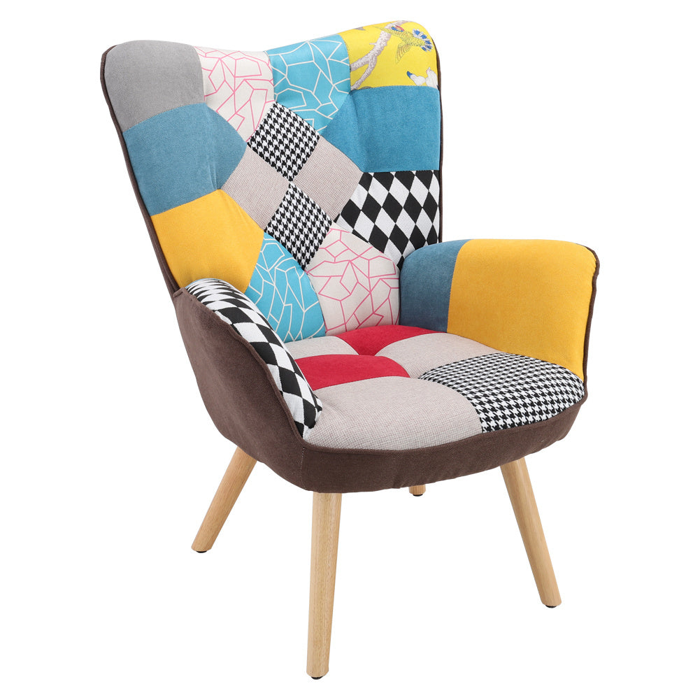 Spring Button Chair Tufted Button Linen Armchair with Wooden Legs, XY0471 – EVER STRONG