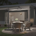 Outdoor 32 LED Lighted Patio Umbrella with Crank Lift System & Fillable Base, LG0927LG0884