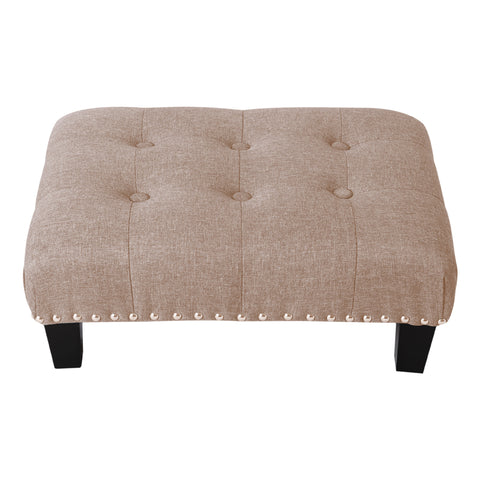 Vintage Button-tufted Rectangular Linen Footstool, ZH0210