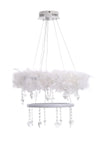 Livingandhome Double-Layer Feather LED Pendant Light with Crystals, LG1319