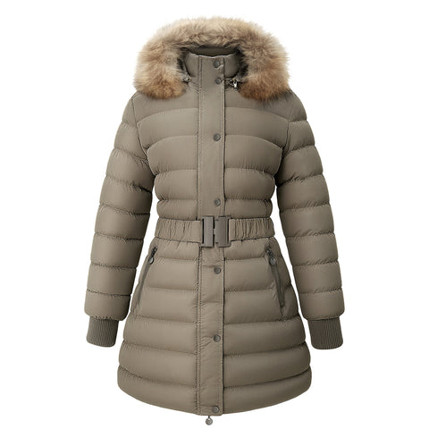 Polyester Quilted Coat with Faux Fur Hood, CC061220