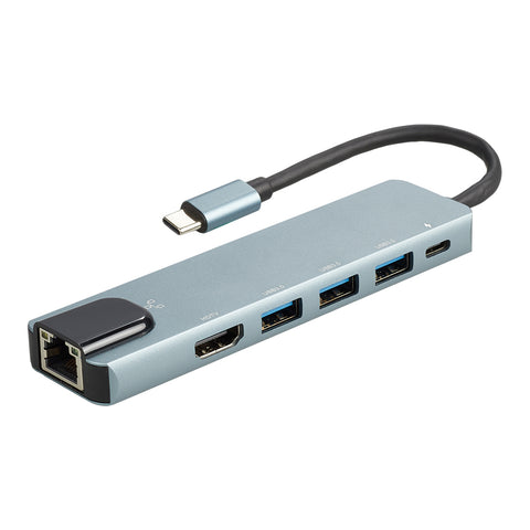 6-in-1 C-Type Docking Station with 3 USB Ports/PD/HDTV/RJ45 Port, HY0065