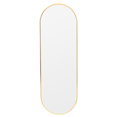 Livingandhome Modern Oval Metal Full Length Wall Mirror Gold, CT0287