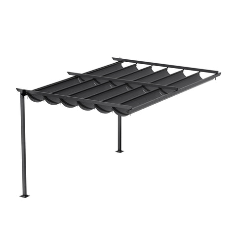 10 x 10FT Outdoor Lean To Retractable Pergola with Canopy, LG1508