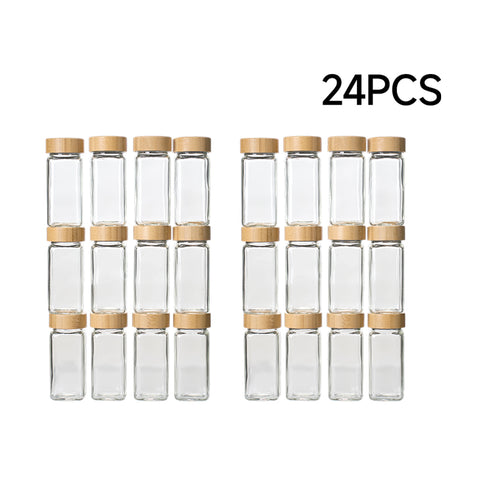 24Pcs Glass Spice Jars with Bamboo Lids, HC320086
