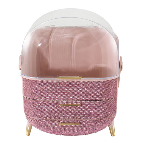 Countertop Portable Oval Makeup Storage Box with Transparent Cover, BM070022 (Ver.2)