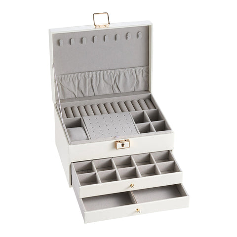 PU Leather Jewellery Box with Mechanism Key Lock, HM070093 (Ver.2)