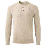 Long-Sleeve Ribbed Knit Henley Sweater, CC291272