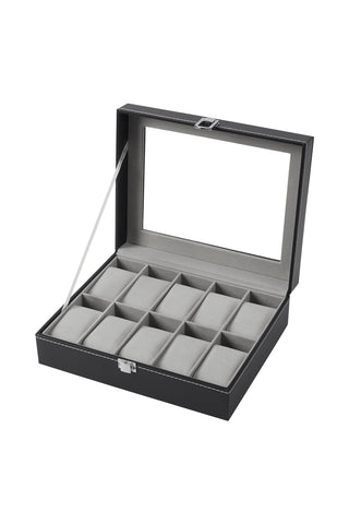 Sheonly High quality Faux Leather Watch Case with 10 Slots, SW0831
