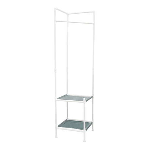 Livingandhome Corner Clothing Rack with 2 Tier Shelves, SW0725