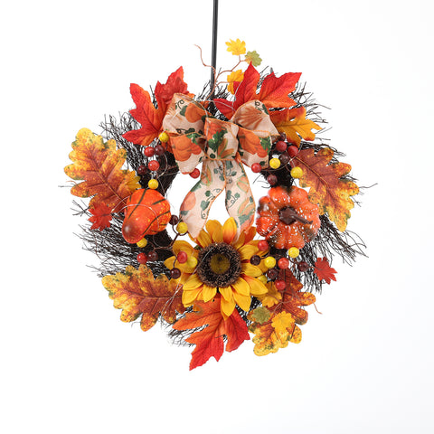 Pumpkin Bell Harvest Wreath with Warm Lights, HF1001
