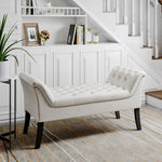 Livingandhome Contemporary Velvet Buttoned Bench with Black Wood Legs, JM2249