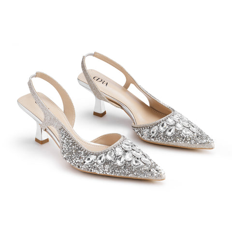 Pointed Closed Toe Slingback Heels, JW0201