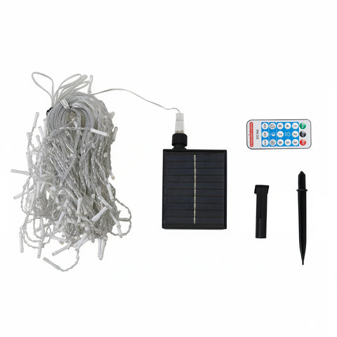 30M Solar-Powered LED Icicle String Lights with Remote Control, LO200056