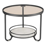 Livingandhome Round Glass and Slate Coffee Table  2 Tier, XY0267