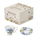 Ceramic Floral Coffee Cup & Saucer Set, HD320134
