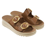 Casual Wedge Slide Sandals with Double Buckles, CS300652