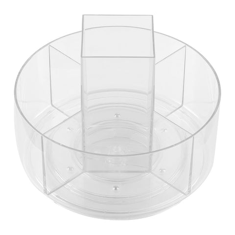 Livingandhome Circular Chic Transparent Makeup Storage Carousel with Brush Holder for Desktop, SC1314