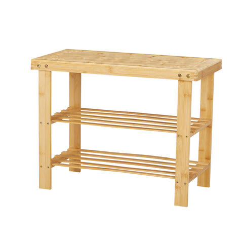 2-Tier Bamboo Shoe Bench Shoe Rack Storage Organizer, XY0458 (Ver.2)