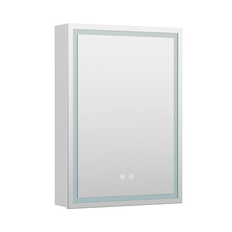 Single-Door Bathroom Mirror Cabinet with LED Lighting, FW240010 (Ver.2)