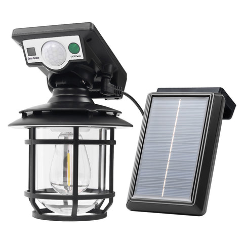 3W Adjustable LED Solar PIR Sensor Oriental Square Wall Lantern Light, 3 Lighting Modes, 6500K Daylight, Portable Solar Panel, AJ1012