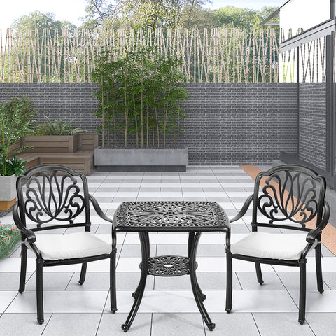 Livingandhome Outdoor Square 3-Piece Bistro Patio Set Cast Alumium, AI1153AI1154