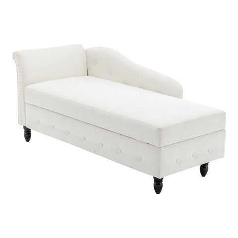 Left Hand Facing Chenille Chaise Lounge with Storage and Pillow, ZH1799