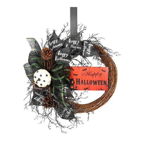 Livingandhome Halloween Wreath with Bows, SW0584