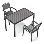 Livingandhome 120cm Grey Garden Dining Table and 2 Chairs Set, LG1018LG1030