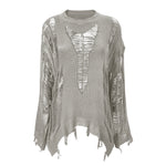 Hollow Out Distressed Oversized Knit Sweater with Long Sleeves, CC060214 (Ver.2)