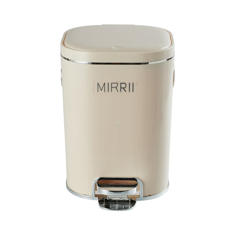 8L Cream-Coloured Trash Bin with Lid, WM0833