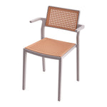 Pseudo-rattan PP Dining Chair Set of 4 with Armrest in Grey, XY0479