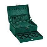 Sheonly 3-Tier Dark Green Velvet Jewellery Box with Lock, SW0718