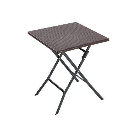 Livingandhome Square Rattan Folding Outdoor Bistro Table Brown, AI1106