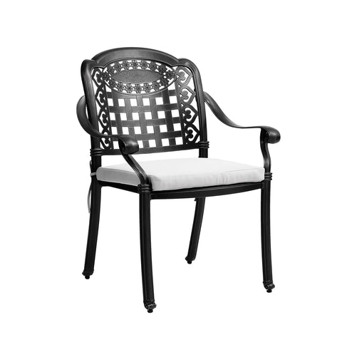 Livingandhome Set of 2 Outdoor Dining Chairs with Cushions Cast Aluminum, AI1155
